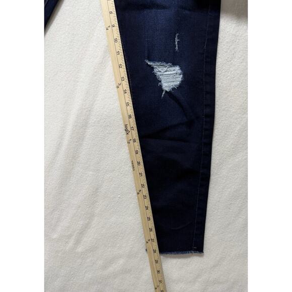 Celebrity Pink Jeans Womens 13/31 Blue distressed Raw Hem Stretch Dark Wash - Picture 7 of 10